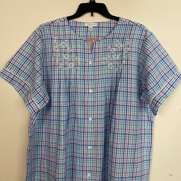 Miss Elaine Seersucker Robe Duster 3X - Picture 5 of 11